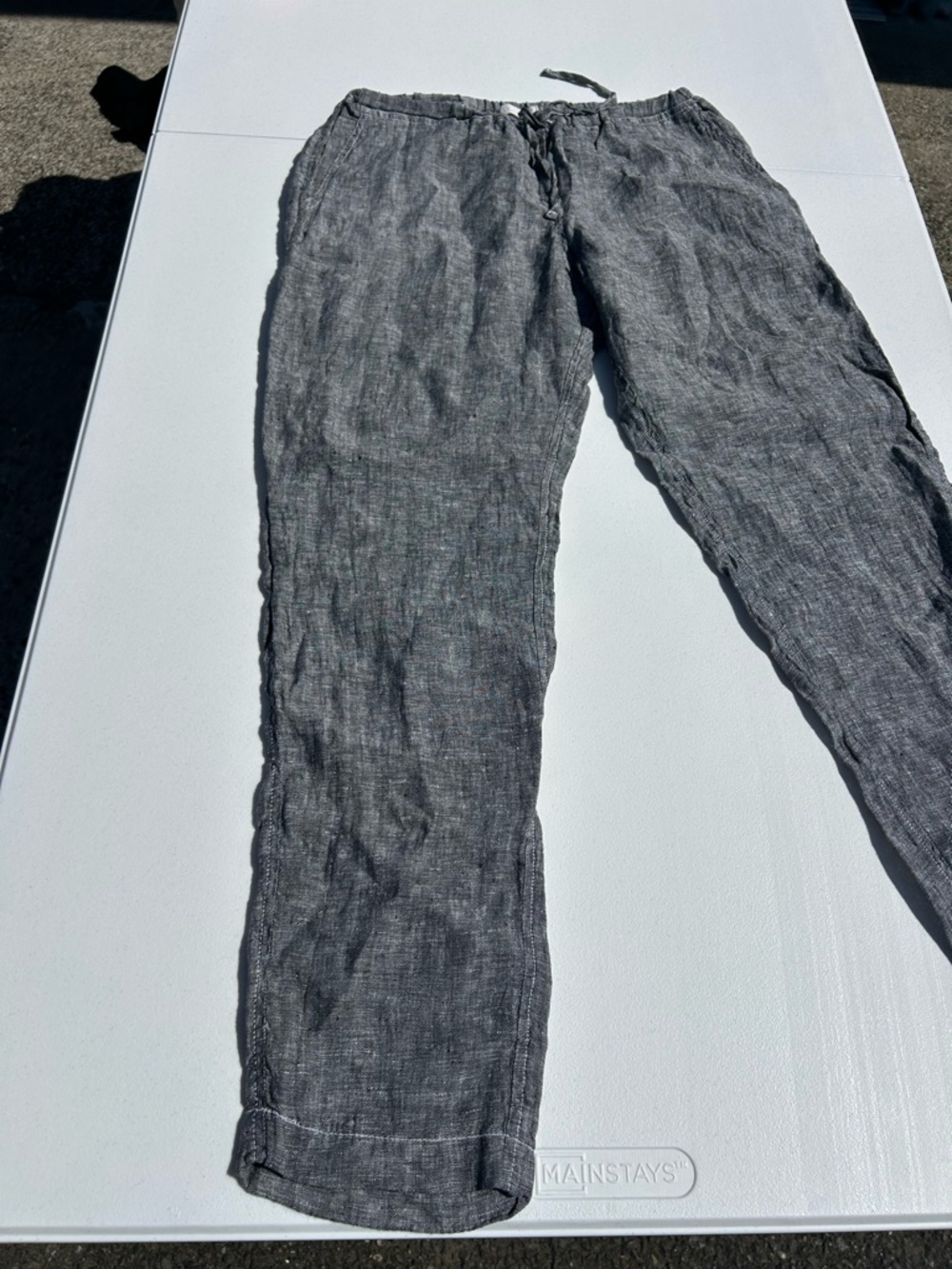 CP Shades Gray Linen Drawstring Waist Pants - Picture 2 of 7